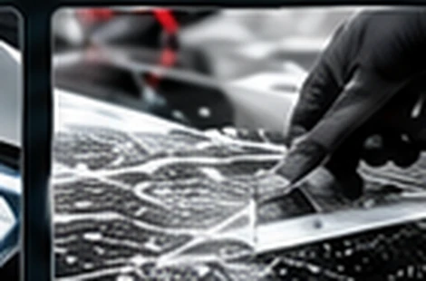 Detalhe de automóvel prateado num estúdio